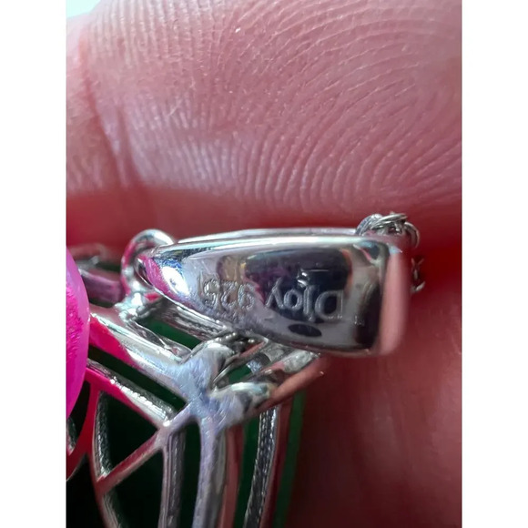 Jade pendant and chain necklace in platinum over sterling silver - Picture 7 of 11